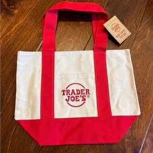 NWT Trader Joe's Mini Canvas Tote Limited Edition Red